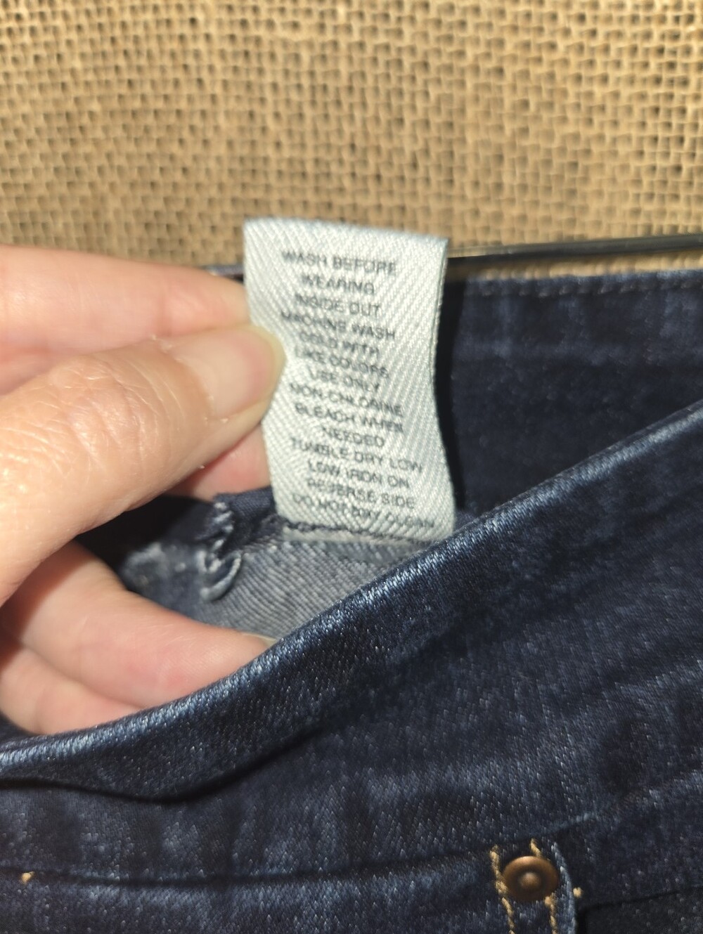 Dark Wash Straight Leg Jeans Elastic Waist Stretch Denim 12L - Picture 11 of 12